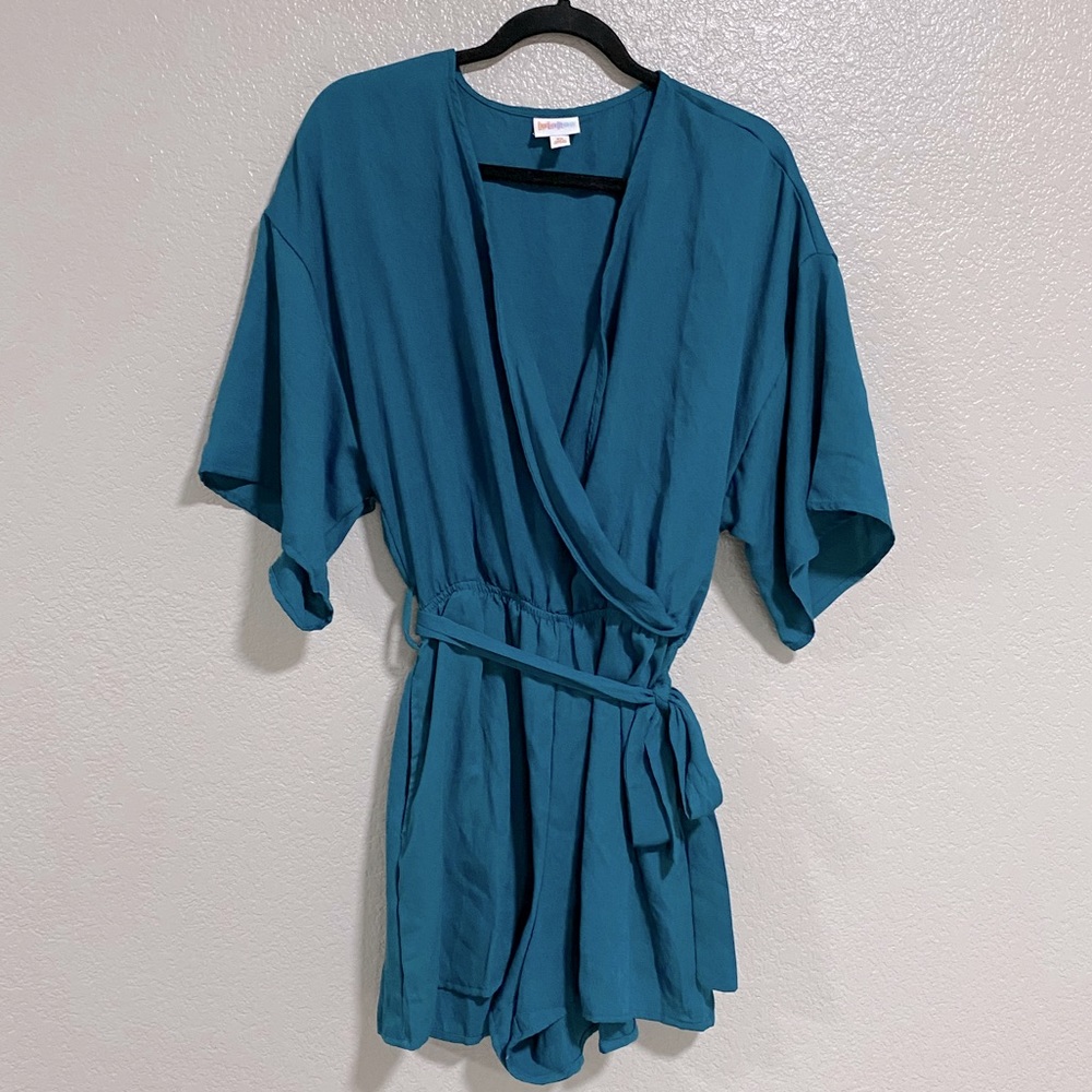 LuLaRoe xs shorts romper turquoise